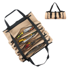 Multifunction Heavy Duty Wrench Roll Pouch Hanging Tool Zipper Carrier Electrician Tote Roll Up Tool Bag